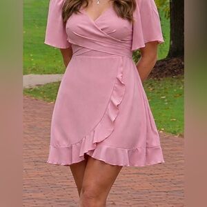 Elegant Pink Ruffle Dress